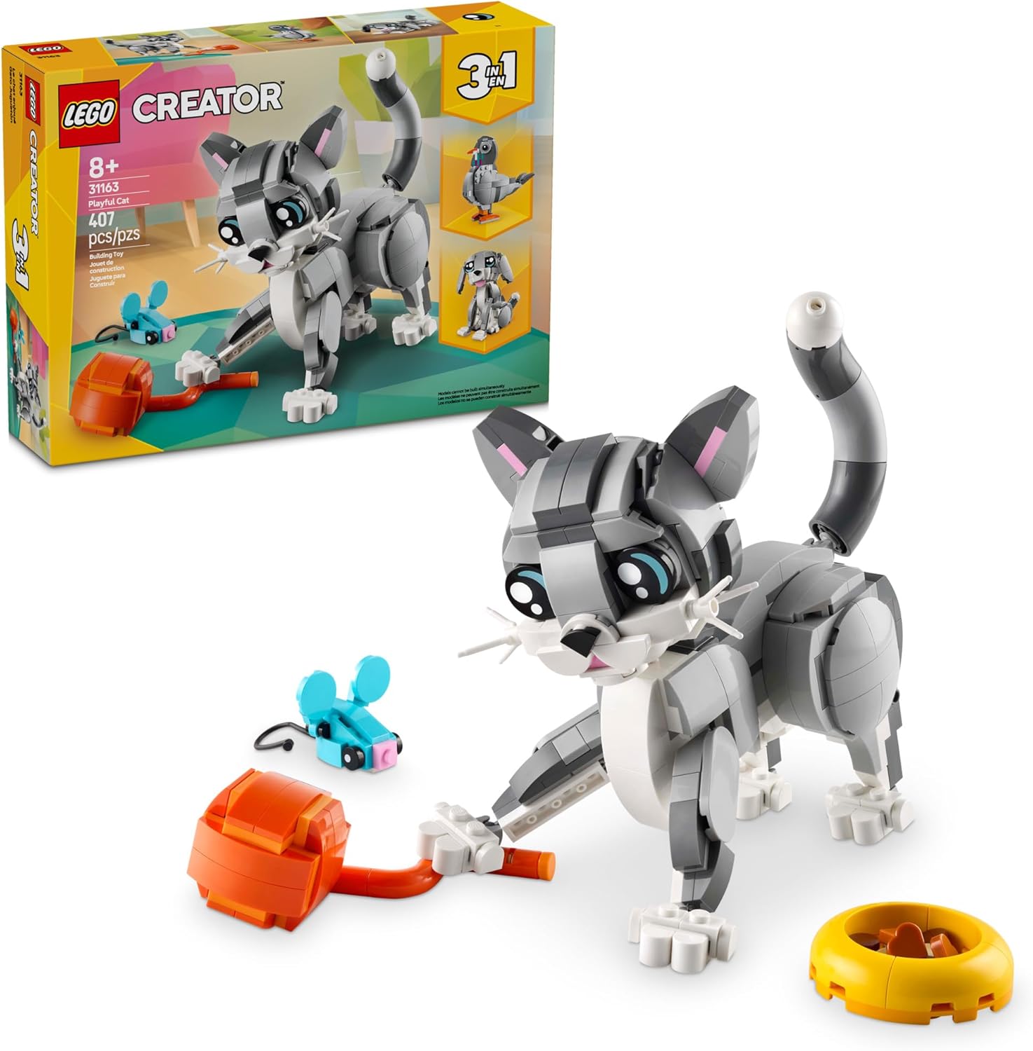 LEGO Creator 3 in 1 Playful Cat front view packaging