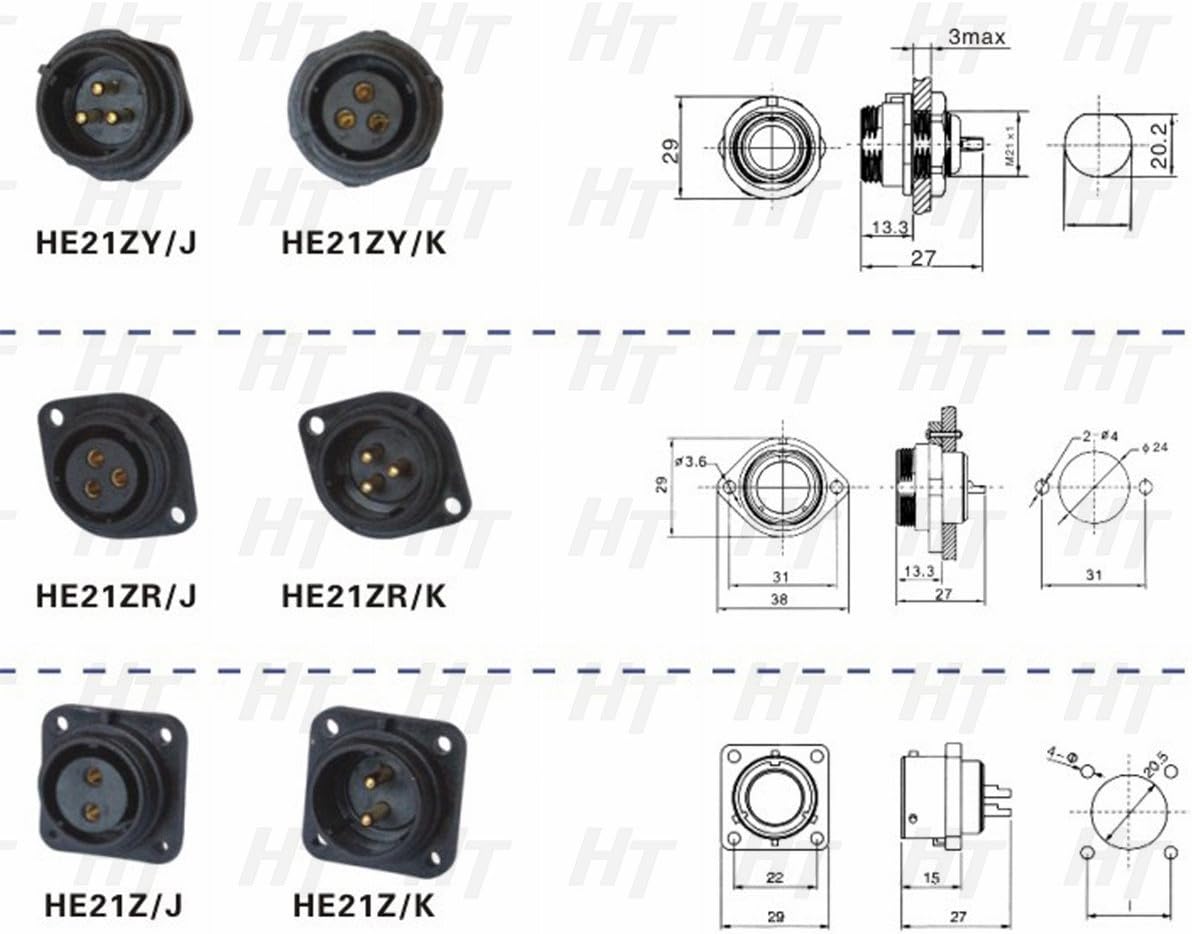 HangTon HE21 9 Pin Waterproof Connector cable gland and waterproof sealing cap