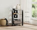 FITUEYES gaming TV stand close up of adjustable glass shelving