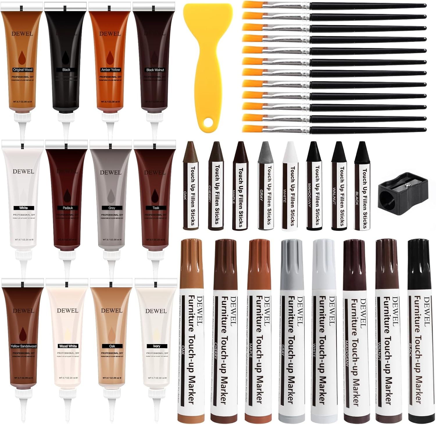 DEWEL Wood Furniture Repair Kit 42 piece set front view for floor restoration