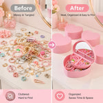Cabilock pink jewelry organizer case shown with necklaces inside