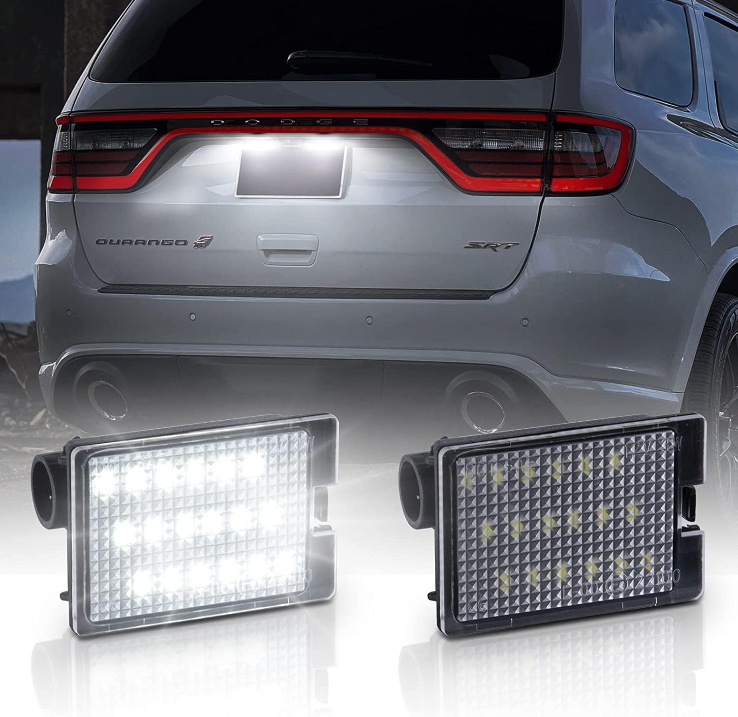 Gempro Dodge Durango LED license plate light assembly front view