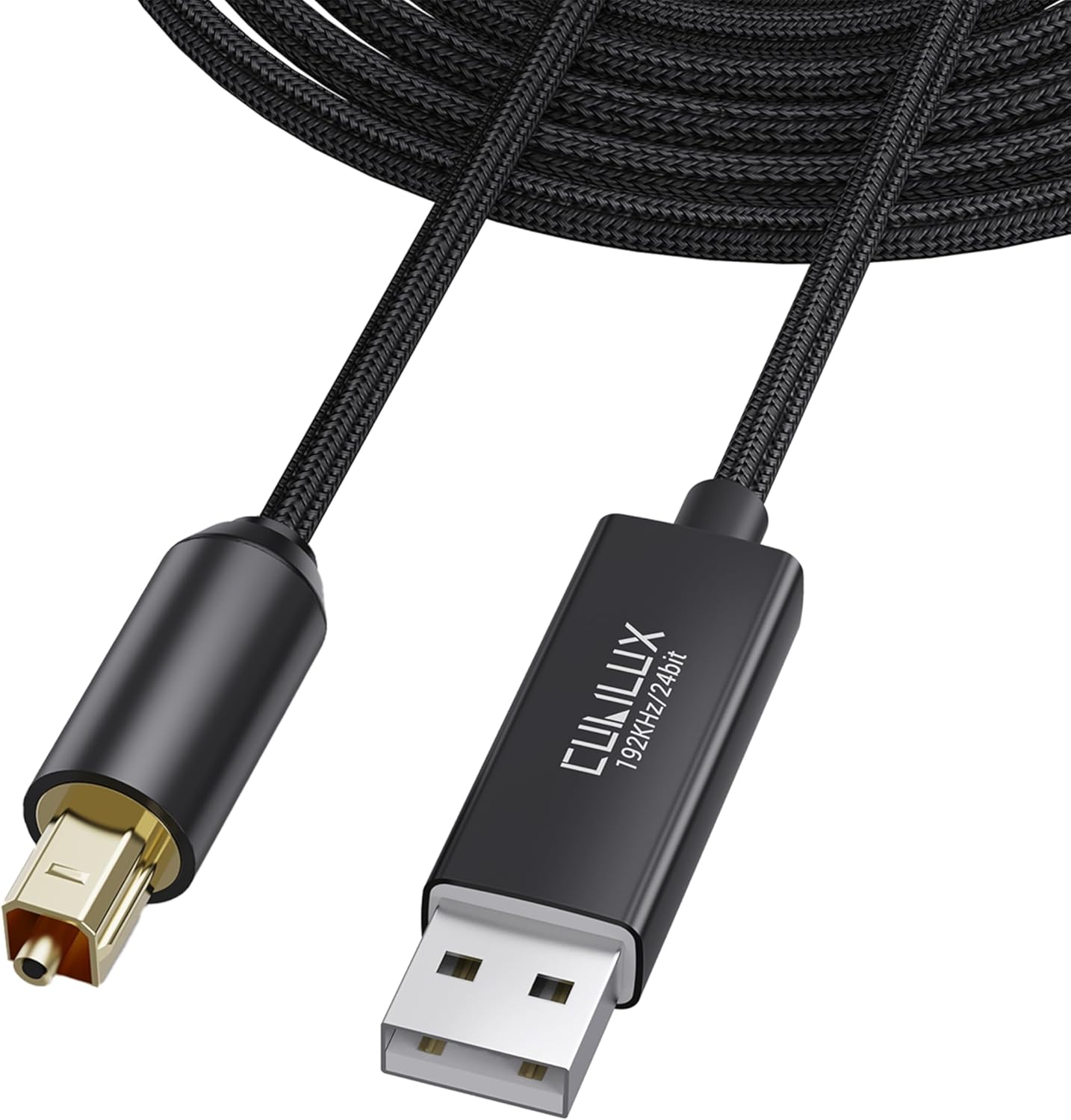 Cubilux USB A to TOSLINK optical audio cable front view for PC