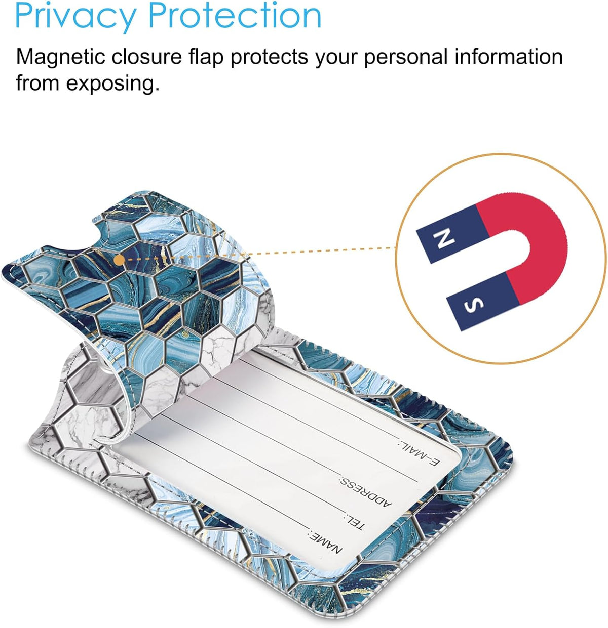 Fintie privacy cover luggage tags open view
