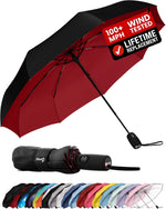 Windproof Travel Umbrella - Compact & Withstands Winds up to 100MPH, Strongest Premium Auto Folding Umbrella for Rain and Sun - Durable, Light & Portable for Women & Men, Fits Backpack & Cars - Image 1