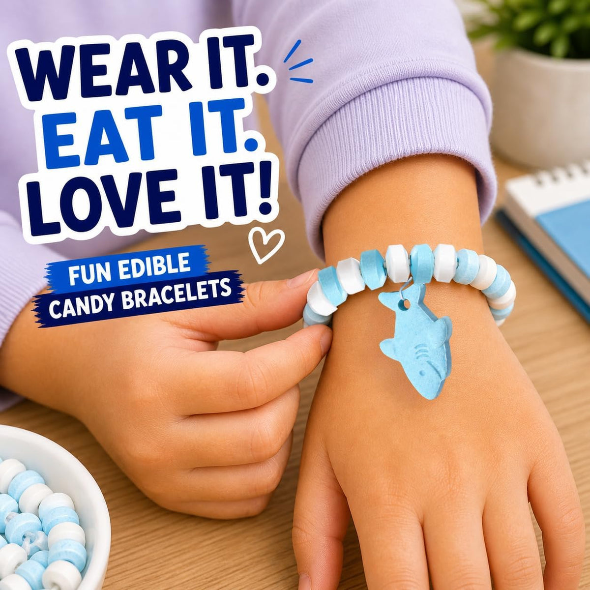 Authentic USA imported shark candy bracelets bulk pack for summer events.