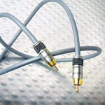 DH Labs Sub-Sonic II Subwoofer Cable front view with RCA connectors