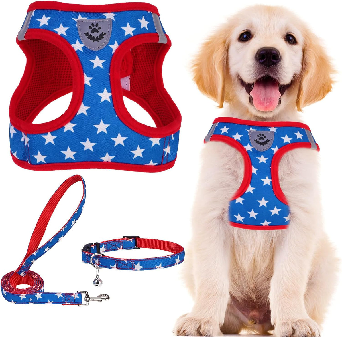 PUPTECK Adjustable Dog Harness Collar and Leash Set Step in No Pull Pet Harness for Small Medium Dogs Puppy and Cats Outdoor Walking Running, Soft Mesh Padded Reflective Vest Harnesses, Blue L - Image 12