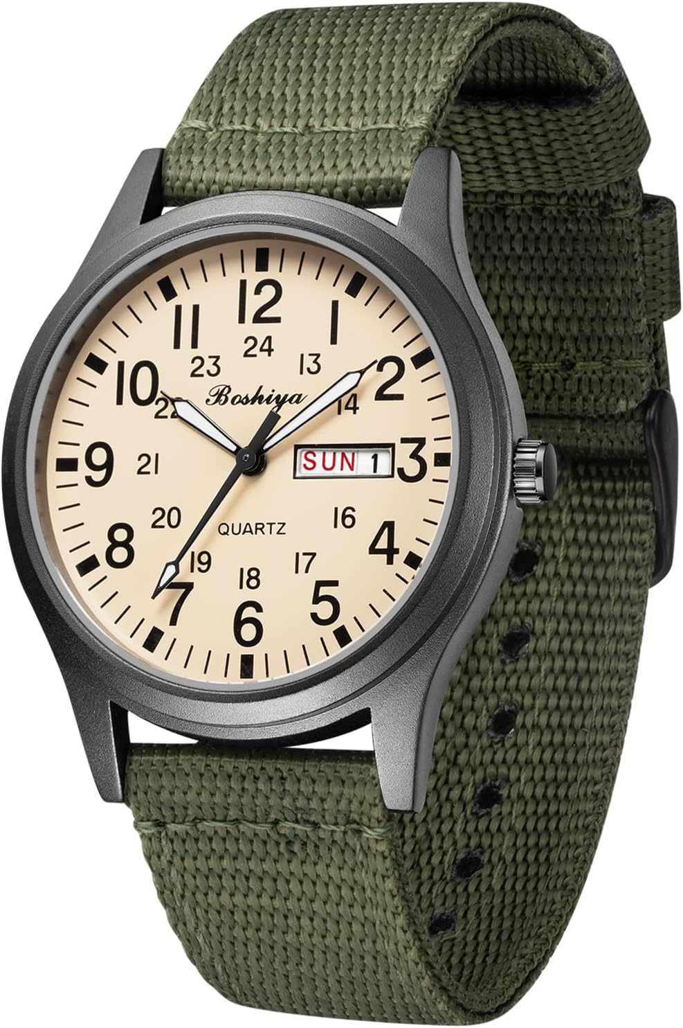 BOSHIYA Men's Military Tactical Field Watches Outdoor Sports/Work Watch Waterproof Analogue Quartz Watches Minimalist Lightweight Nylon Watch - Imported Japanese Movement/40mm Waterproof/Date Display - Image 10