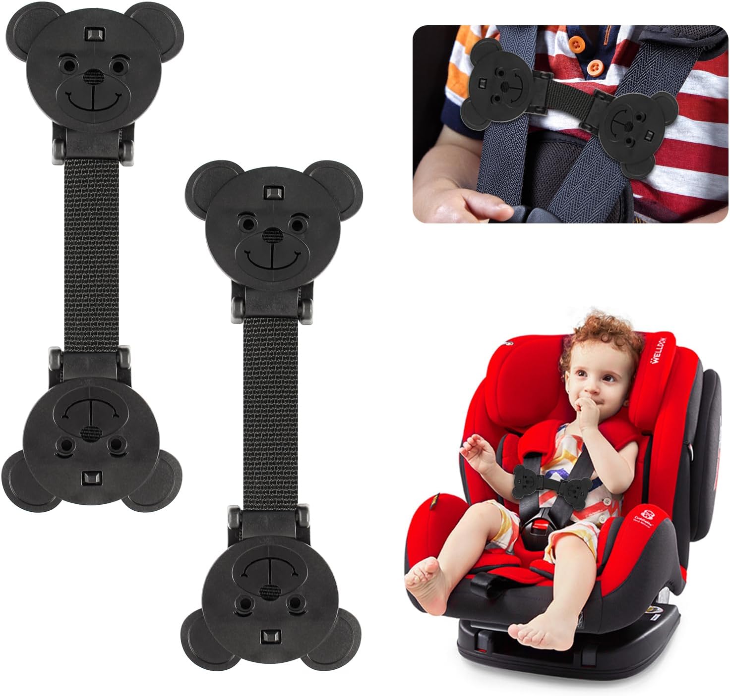 QOPAHI anti escape strap lock baby harness chest clip front view