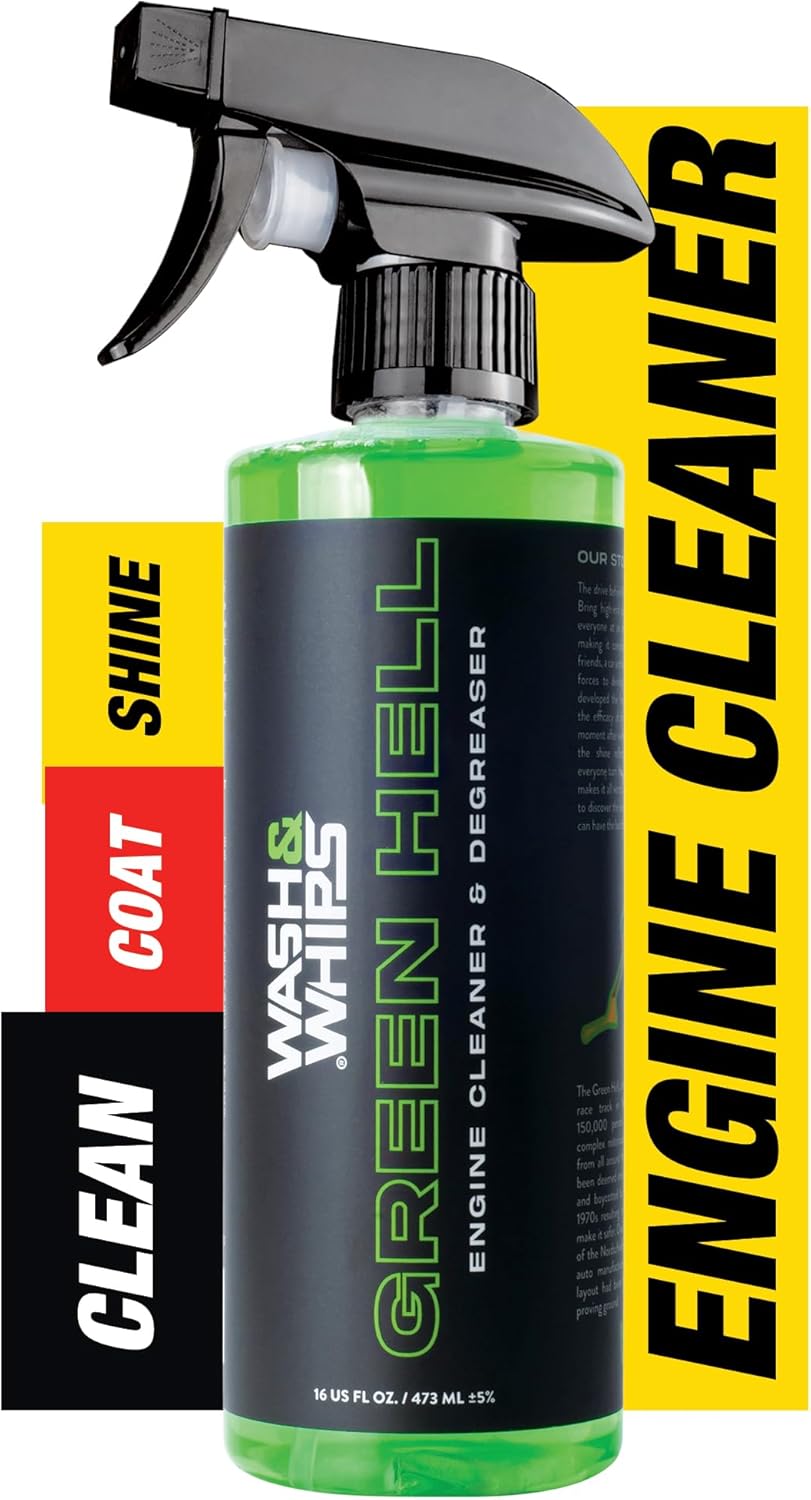 WASH&WHIPS Green Hell Engine Machine Cleaner front view professional strength car degreaser spray