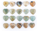 JIC Gem set of 20 crystal hearts in natural green tones