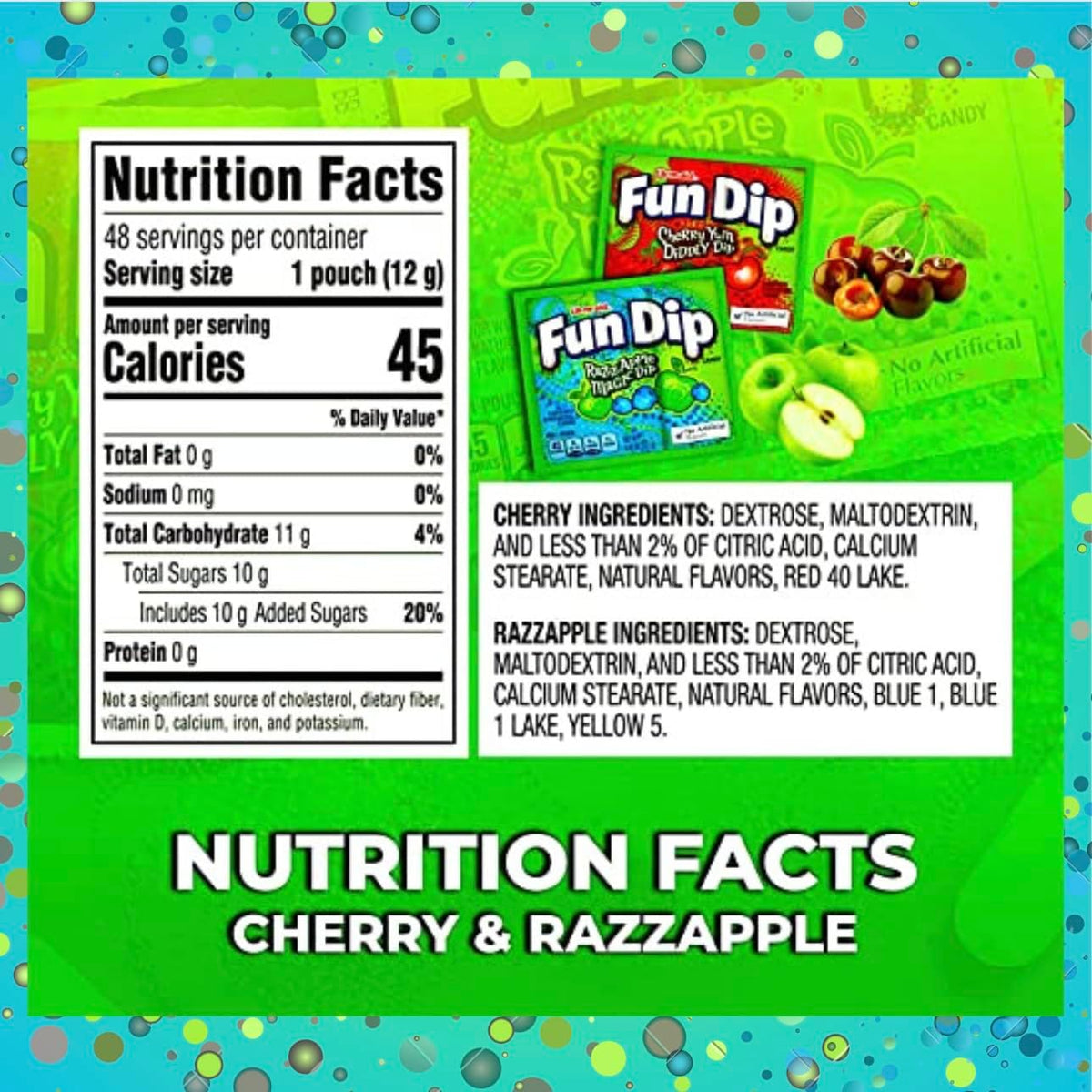 Individual Cherry Yum and Razz Apple Fun Dip packets