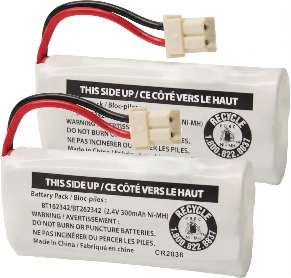 Cerepros cordless phone battery pack front view showing the product label