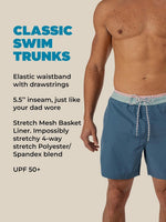 Chubby mens swim trunks rear view with zipper pocket