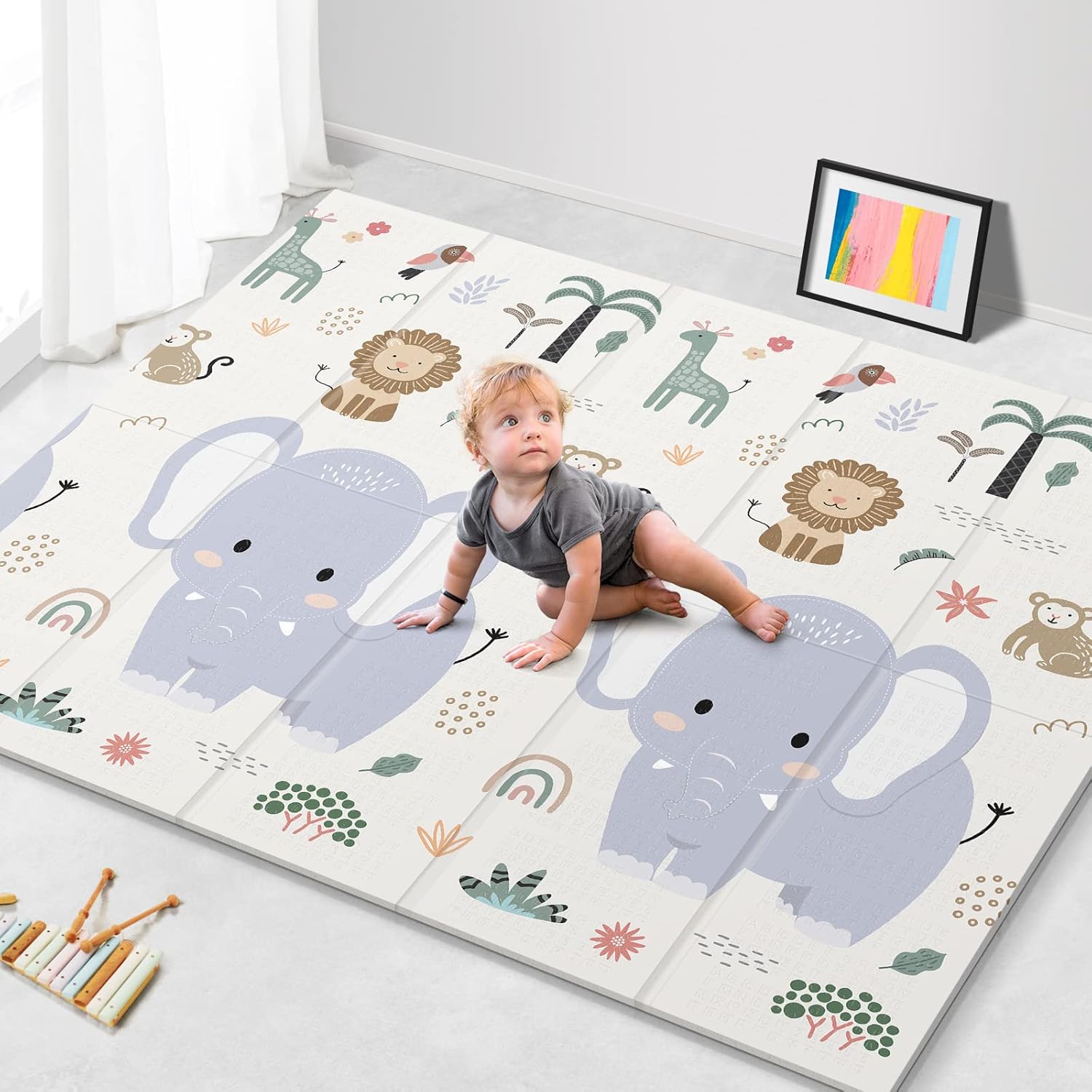 Noonkty 79x71 extra large baby play mat front view