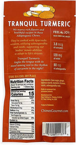 Chimes ginger chews with ashwagandha reishi and turmeric curcumin functional candy bag.