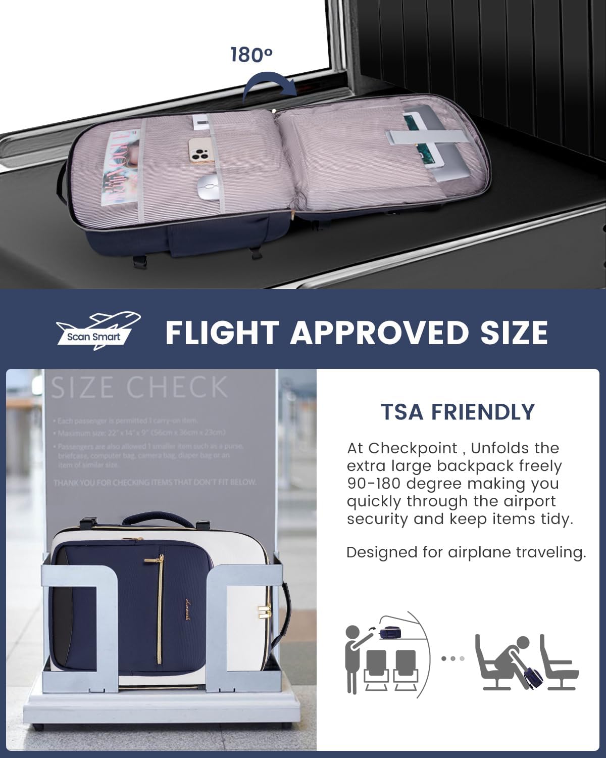 Lovevook travel backpack 180 degree open layout