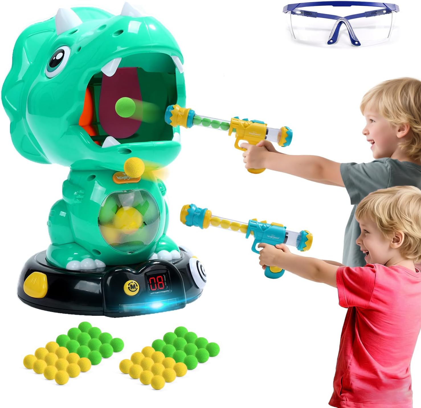 EagleStone Moveable Triceratops Dinosaur Shooting Toy set with two guns