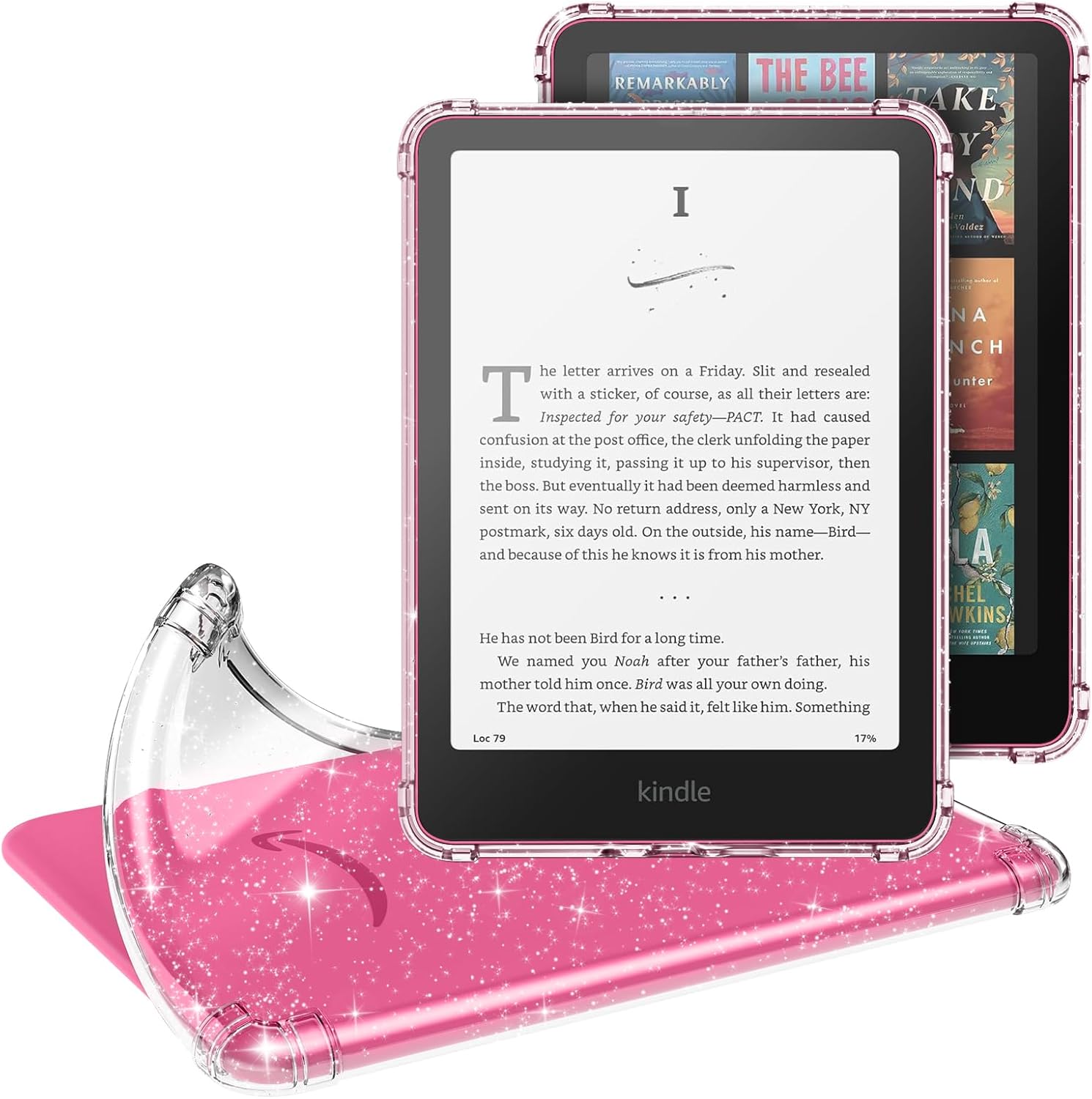 MoKo Case for All-New 7" Kindle Paperwhite (12th Generation-2024) and Kindle Colorsoft Signature Edition 2024 Ultra Thin Clear Flexible Transparent TPU Skin Bumper Back Cover Shell, Clear Glitter - Image 1