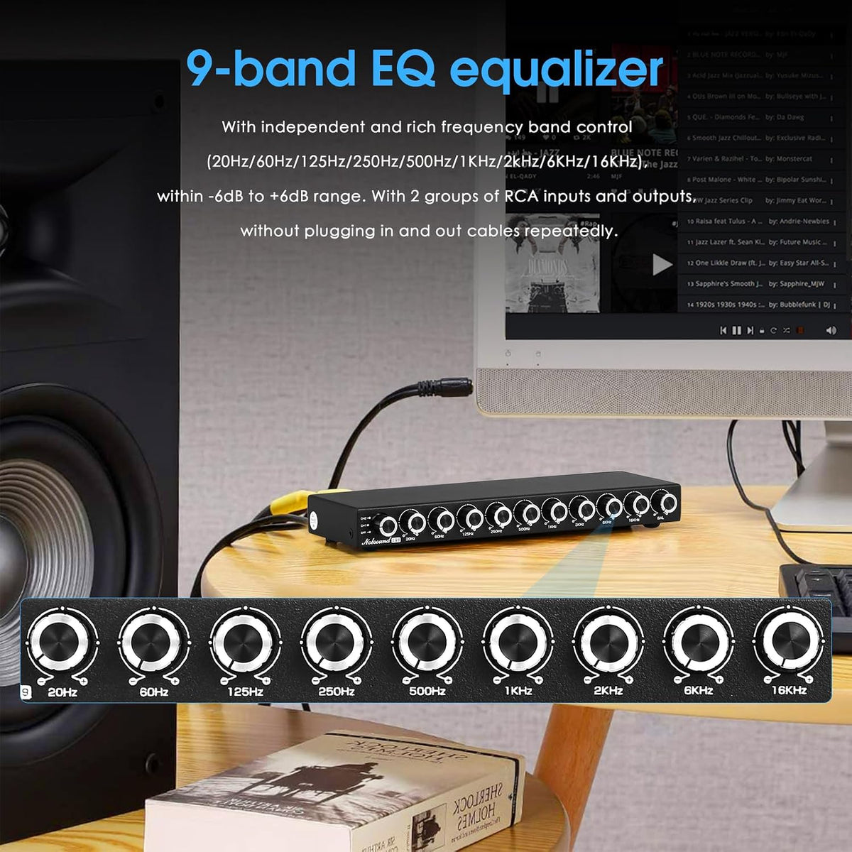 Nobsound hifi equalizer audio processor side angle view