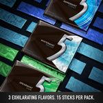 Close up view of the 5 GUM Spearmint Rain individual sleek pack isolated on a clean background.