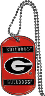 Siskiyou NCAA tag necklace side angle view on gradient background