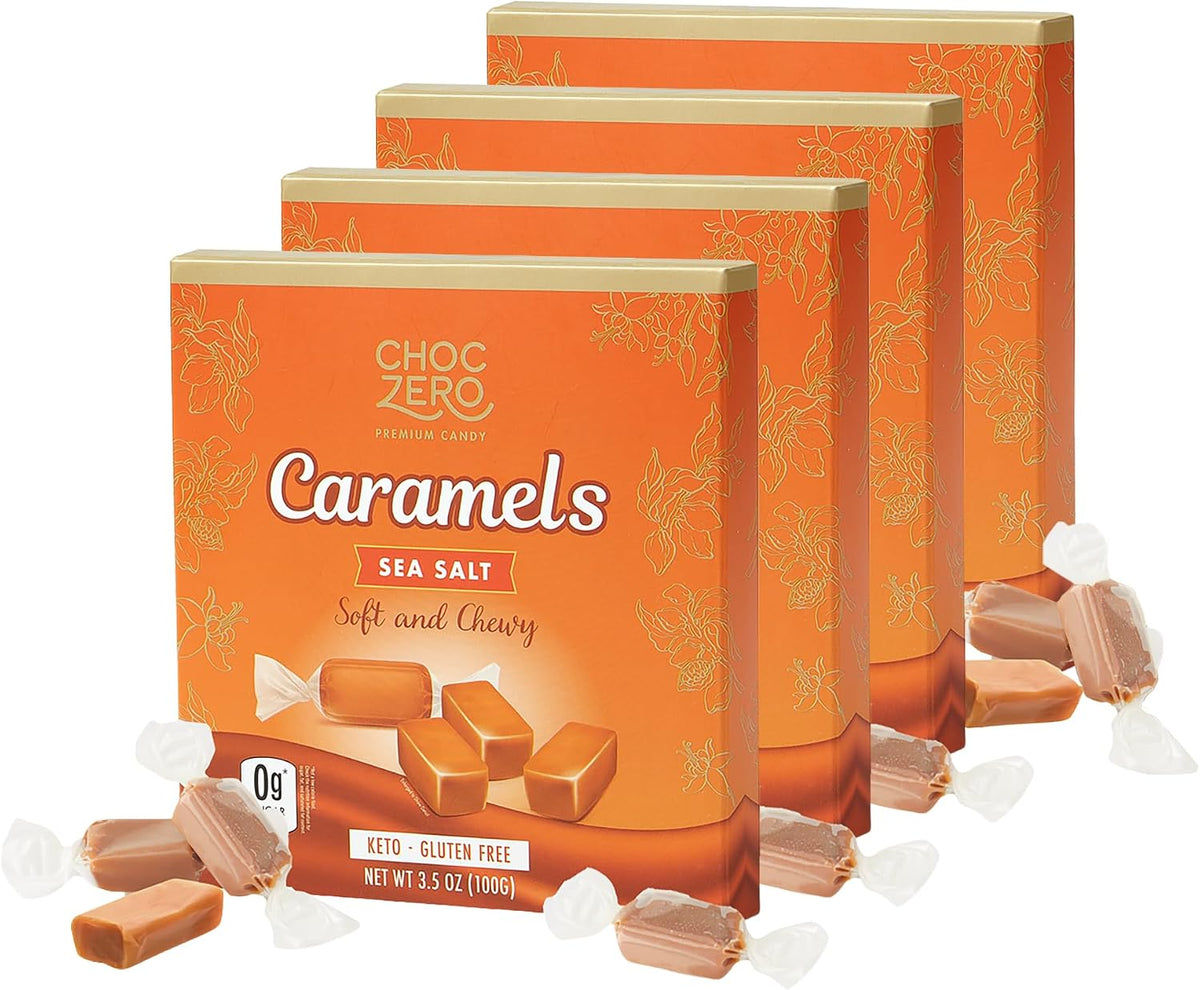 ChocZero Sea Salt Caramels, Sugar Free Caramel Candy, Soft & Chewy, No Sugar Alcohols, Keto, Low Carb, High Fiber, 9 oz Box (Pack of 2) - Image 9