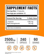 BulkSupplements AAKG 2500 milligrams supplement label