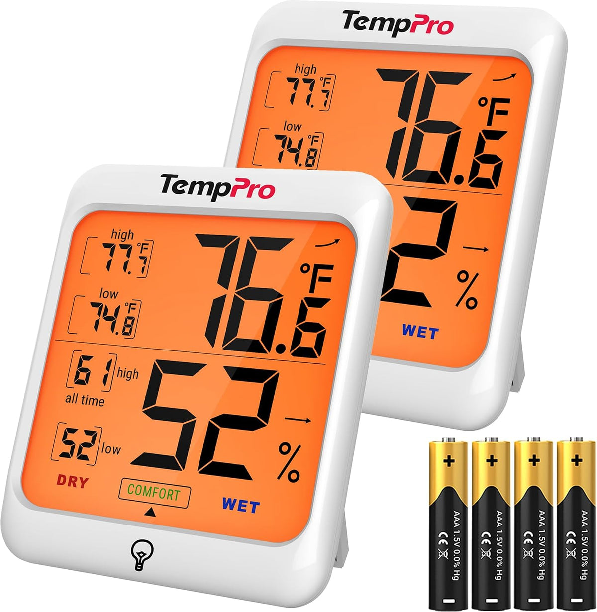 TempPro TempAir hygrometer angle view with touch button