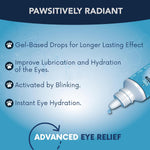 Two bottles of NOVEHA pet eye lube for severe dry eyes standing upright.