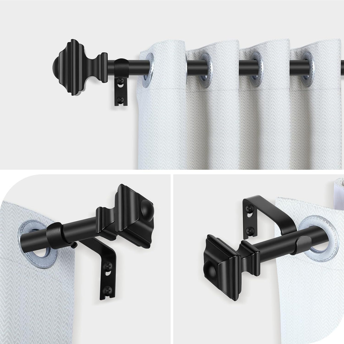 Installed window curtain rod displaying decorative appeal