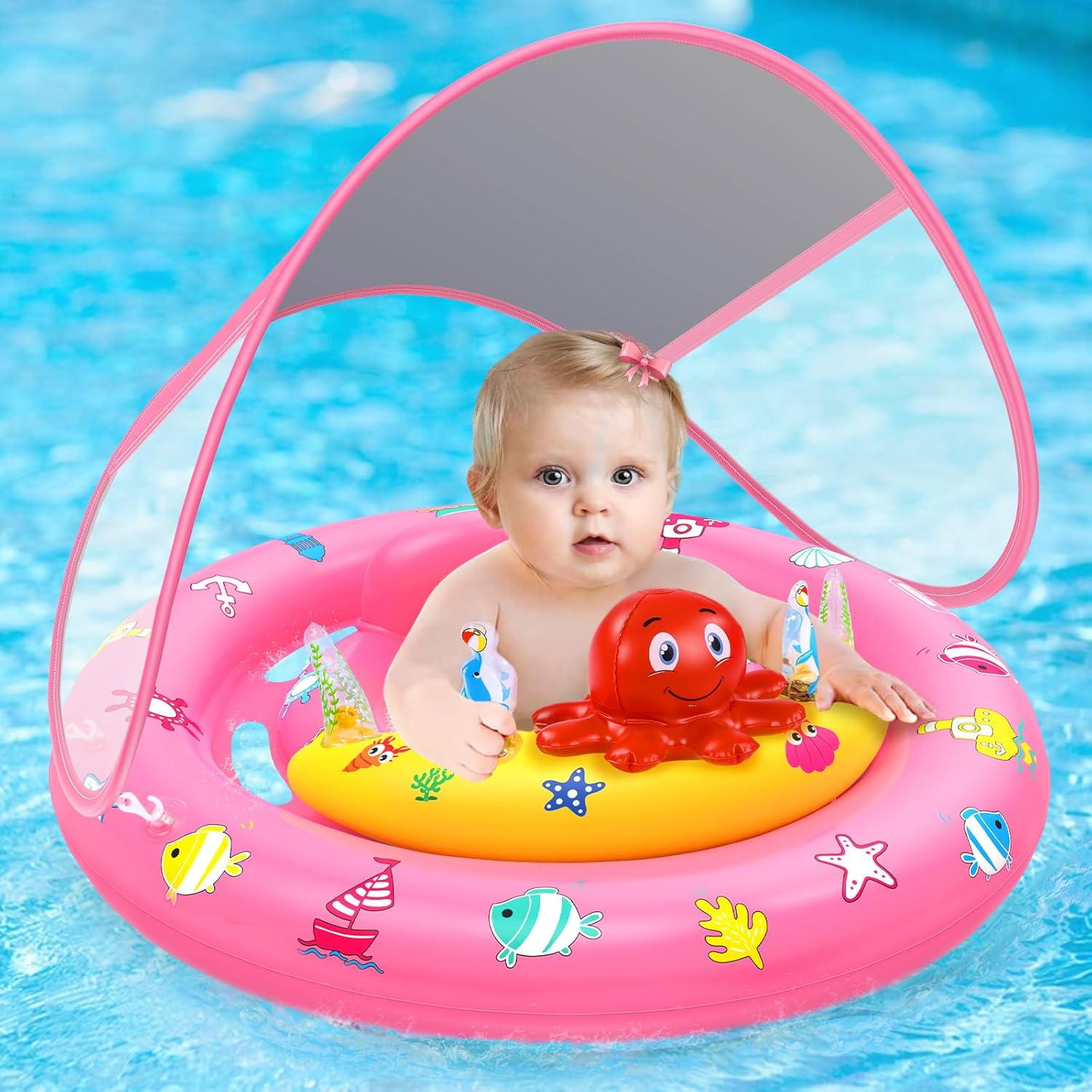 Glopus baby pool float with canopy front view