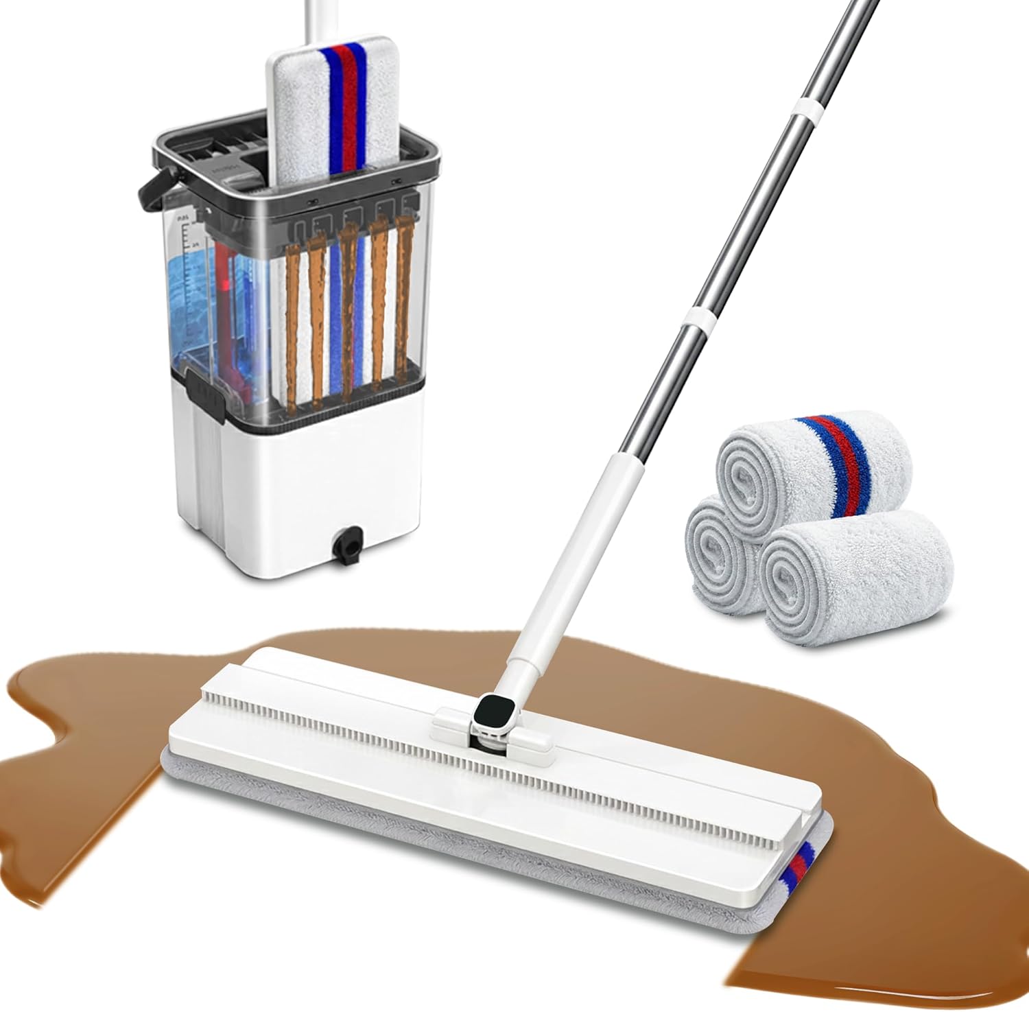 IKIMAKIST Mop and Bucket Set front view showing dual water chambers.