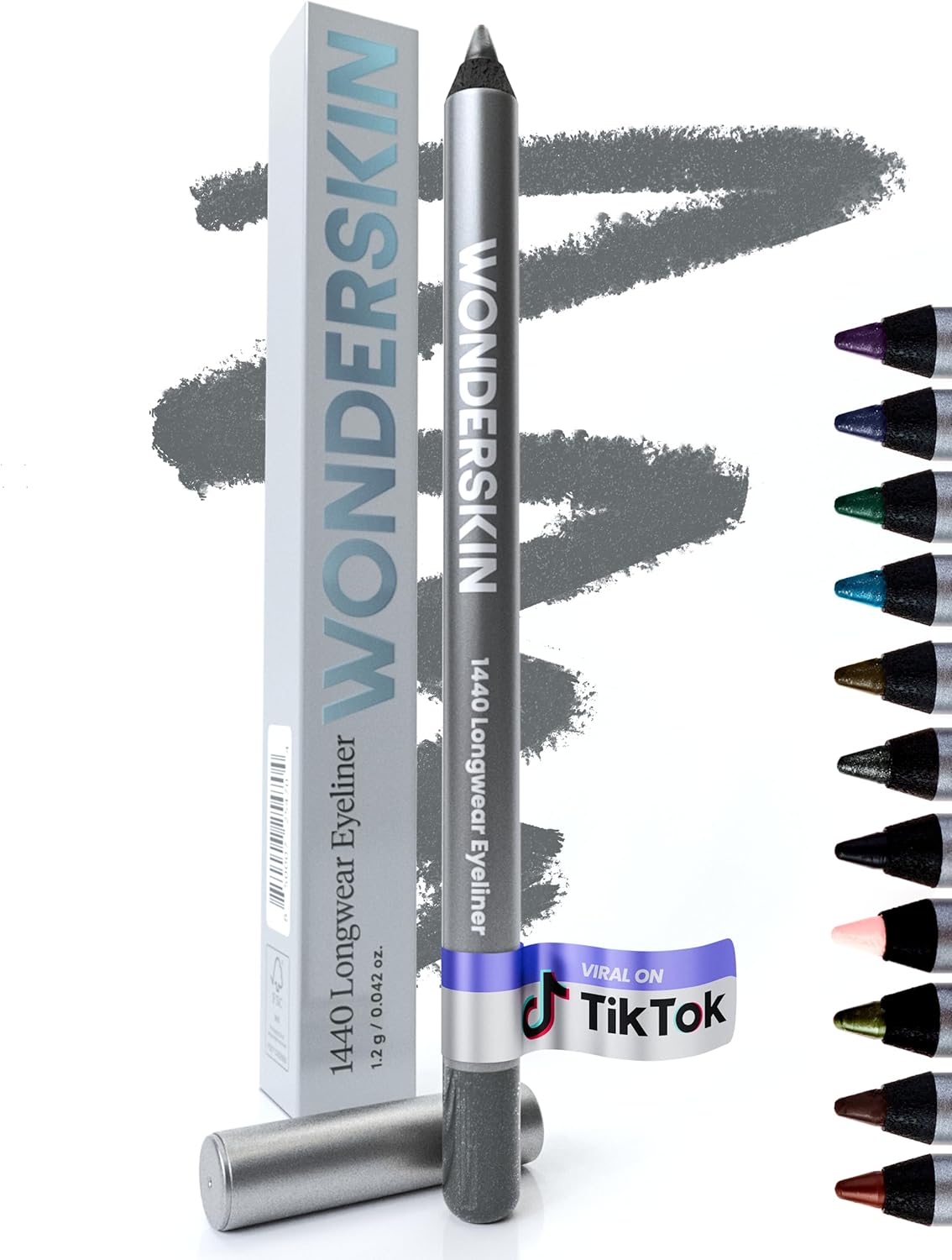 Wonderskin 1440 Longwear Eyeliner Pencil front view showing the Oyster Blue shade packaging.