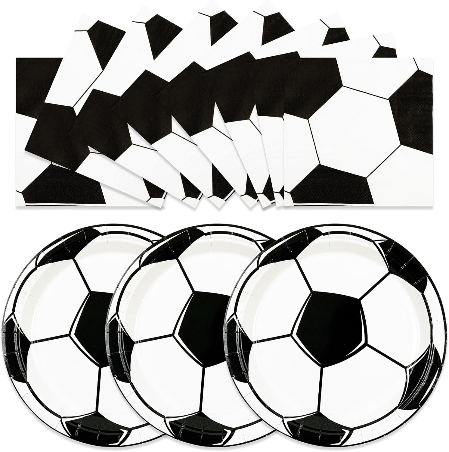 HFBOBP 50 Piece Soccer Plates And Napkins Party Decorations Front View