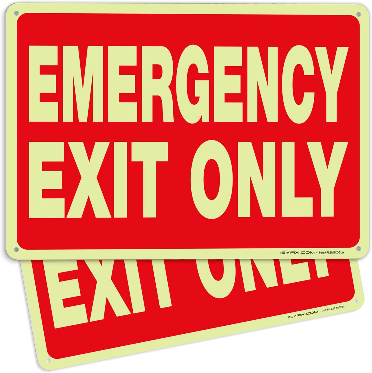 iSYFIX Emergency Exit Only Signs, 10x7 Inch, 10 Pack, Metal Glow | 100% Rust Free .040 Aluminum Signs, Glow in the Dark Laminated, UV, Weather, Scratch, Water & Fade Resistant - Image 11