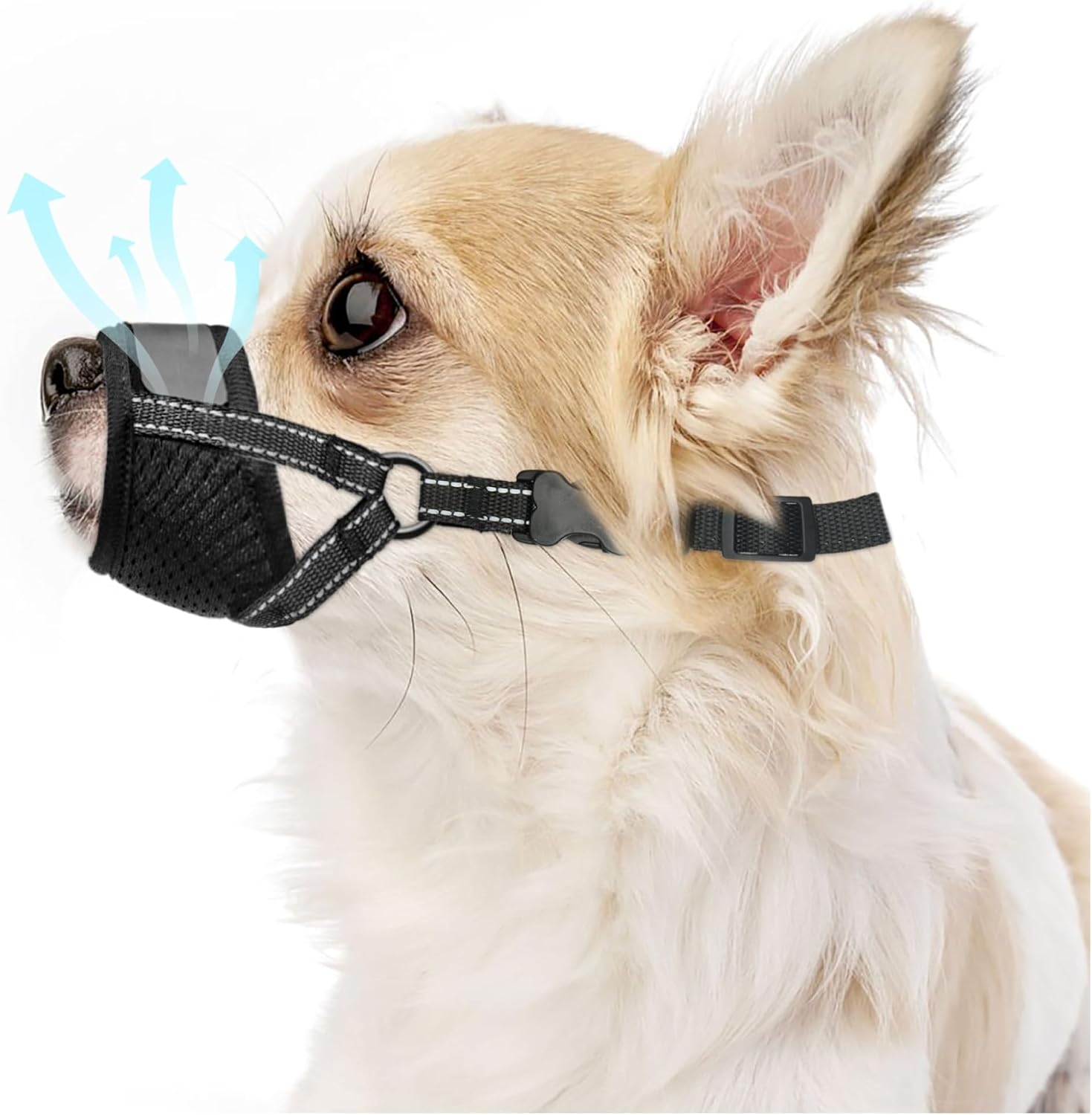 Evollax black soft nylon breathable dog muzzle front view