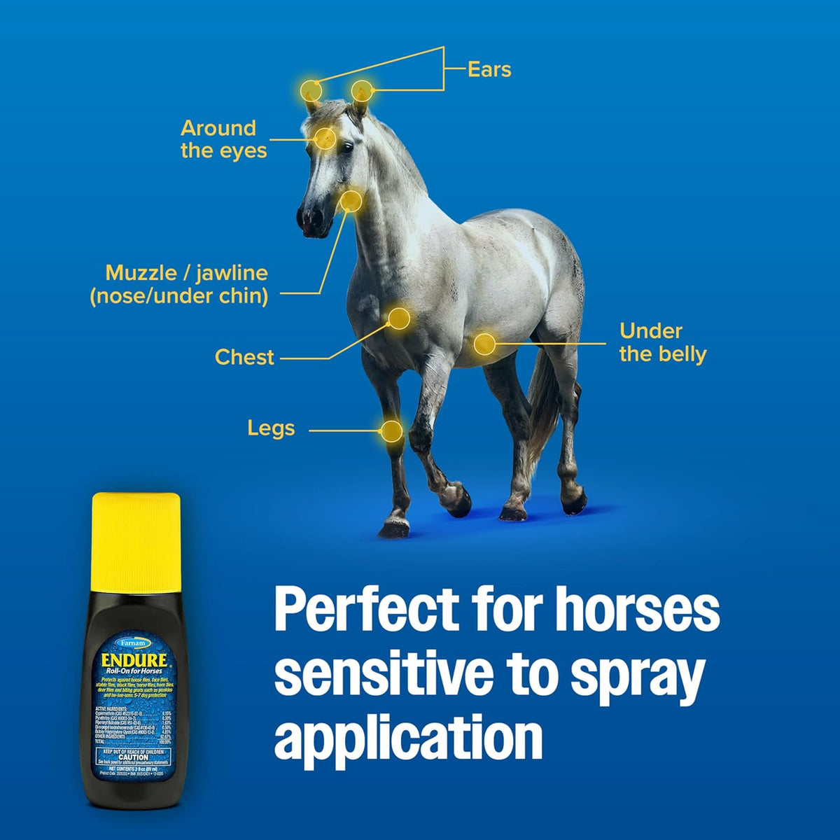 Farnam Endure premium equine fly and tick defense roll on top angle view