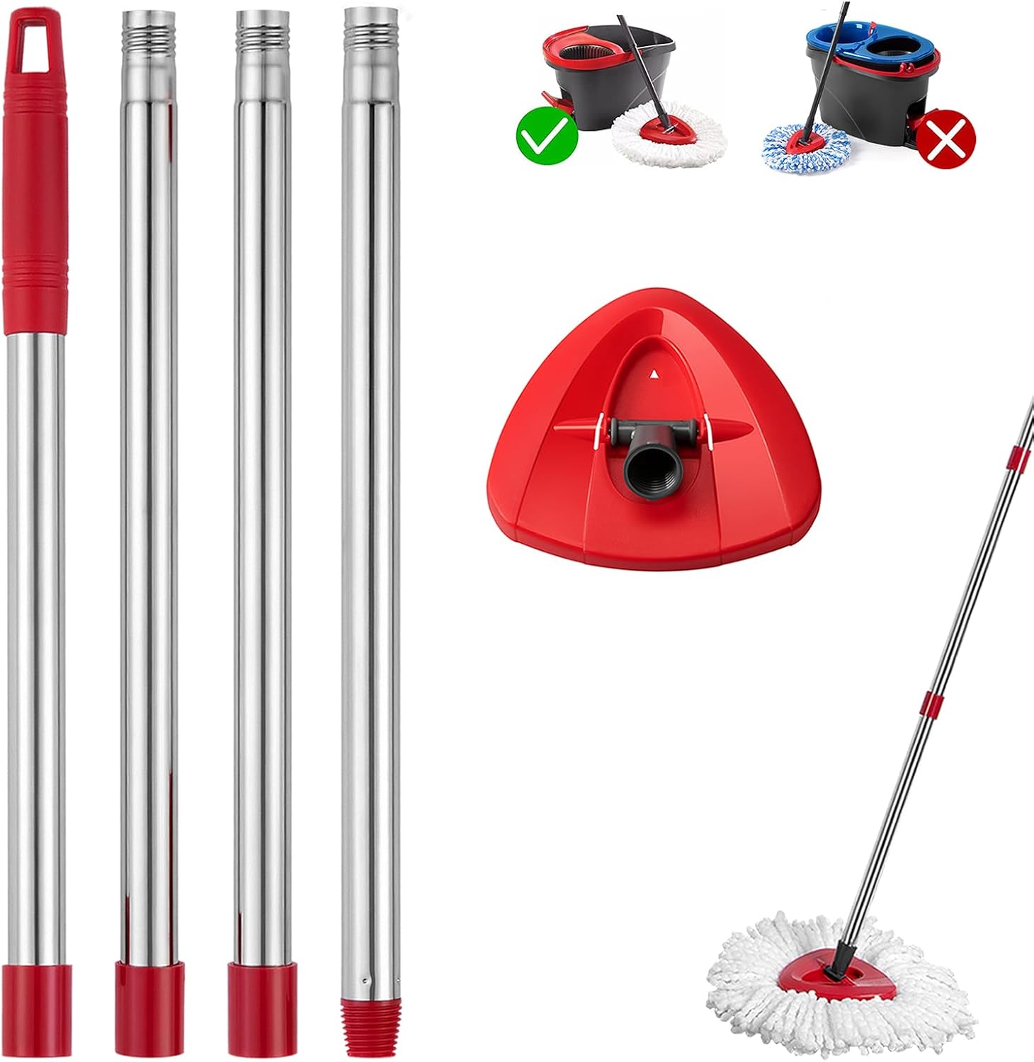 Tidykitc spin mop replacement handle and base set front view