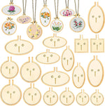 ZOCONE 20 Packs Mini Embroidery Hoops, Small Ring Tiny Embroidery Hoops with Keychain Earring Hooks Jump Rings, Round Wood Hoops for DIY Embroidery Necklace Jewelry Pendant and Keychain - Image 10