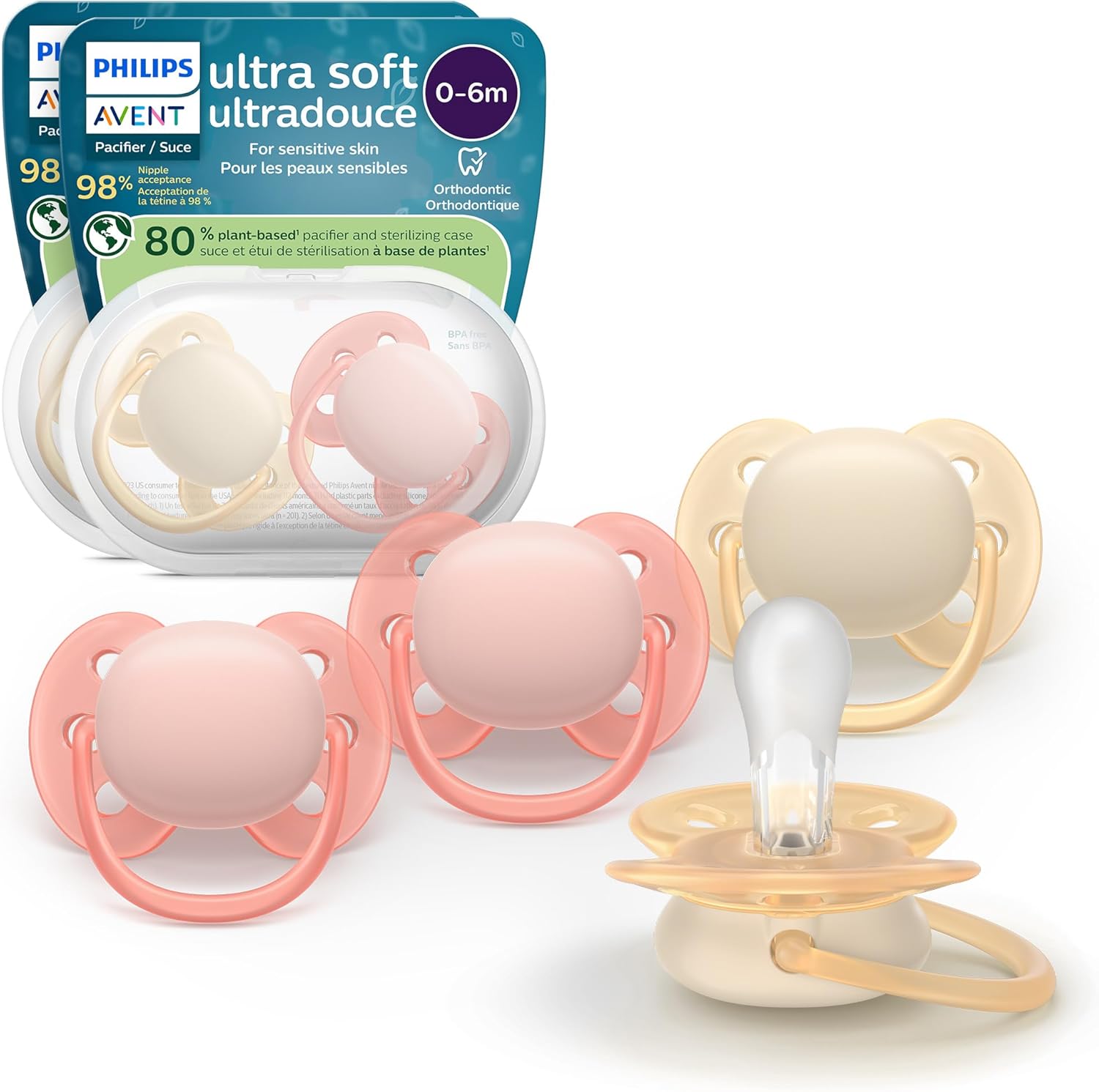 Philips Avent Ultra Soft pacifiers front view