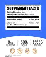 BulkSupplements Vitamin K2 MK-7 powder label details