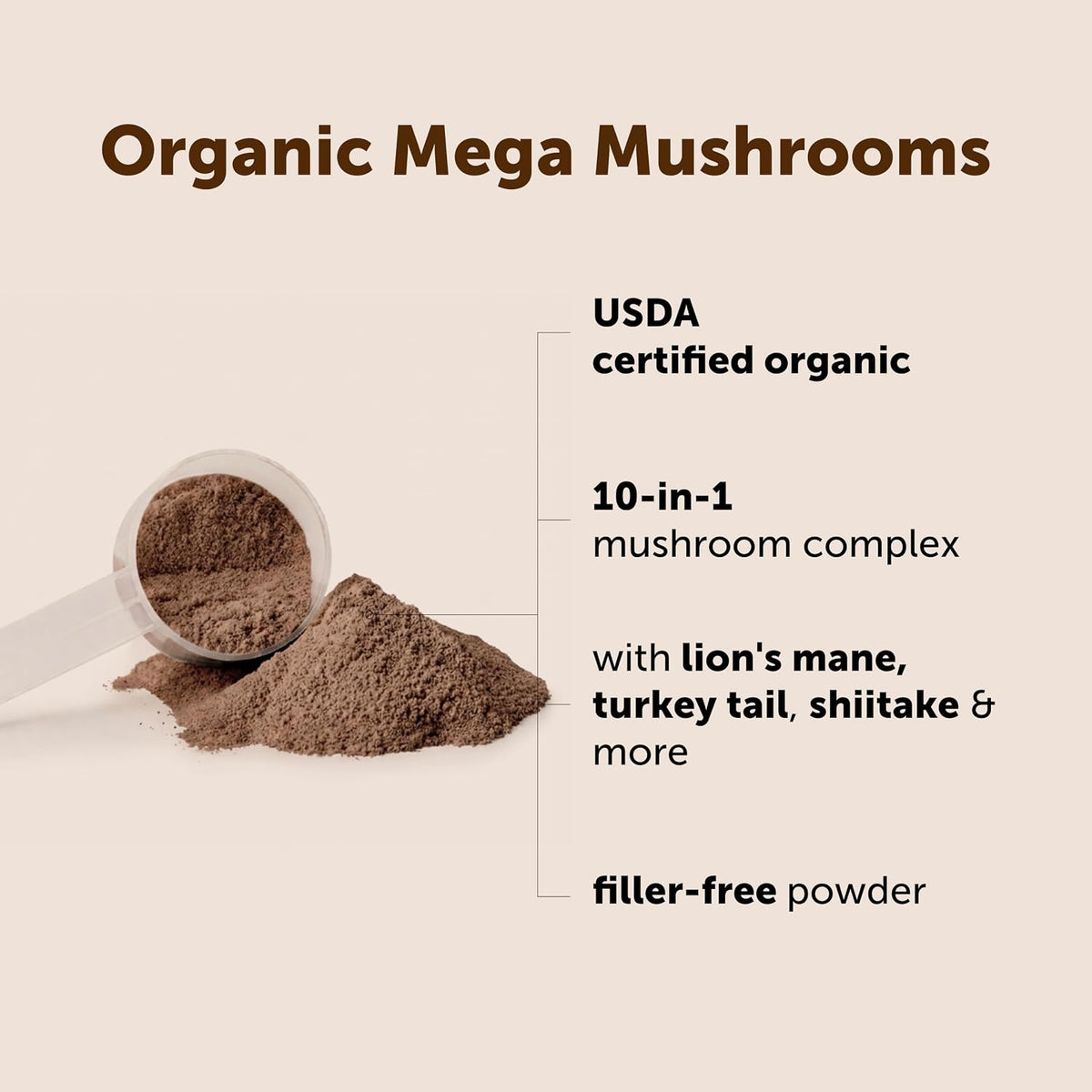 Micro Ingredients organic mushroom powder scoop and texture