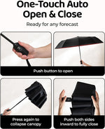 Windproof Travel Umbrella - Compact & Withstands Winds up to 100MPH, Strongest Premium Auto Folding Umbrella for Rain and Sun - Durable, Light & Portable for Women & Men, Fits Backpack & Cars - Image 4