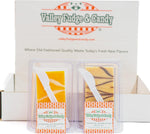Close up of authentic wrapped Valley Fudge pieces displaying rich cream textures