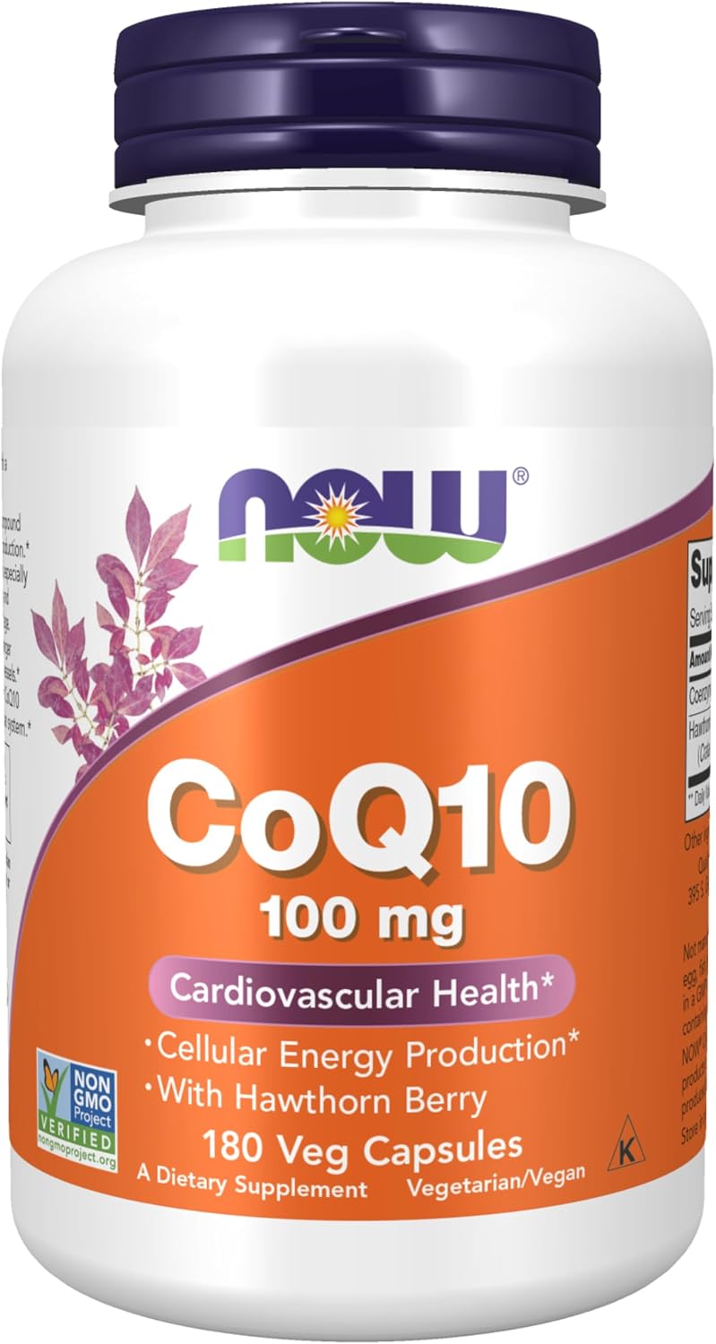 NOW Supplements, CoQ10 100 mg, Pharmaceutical Grade, 180 Veg Caps - Image 1