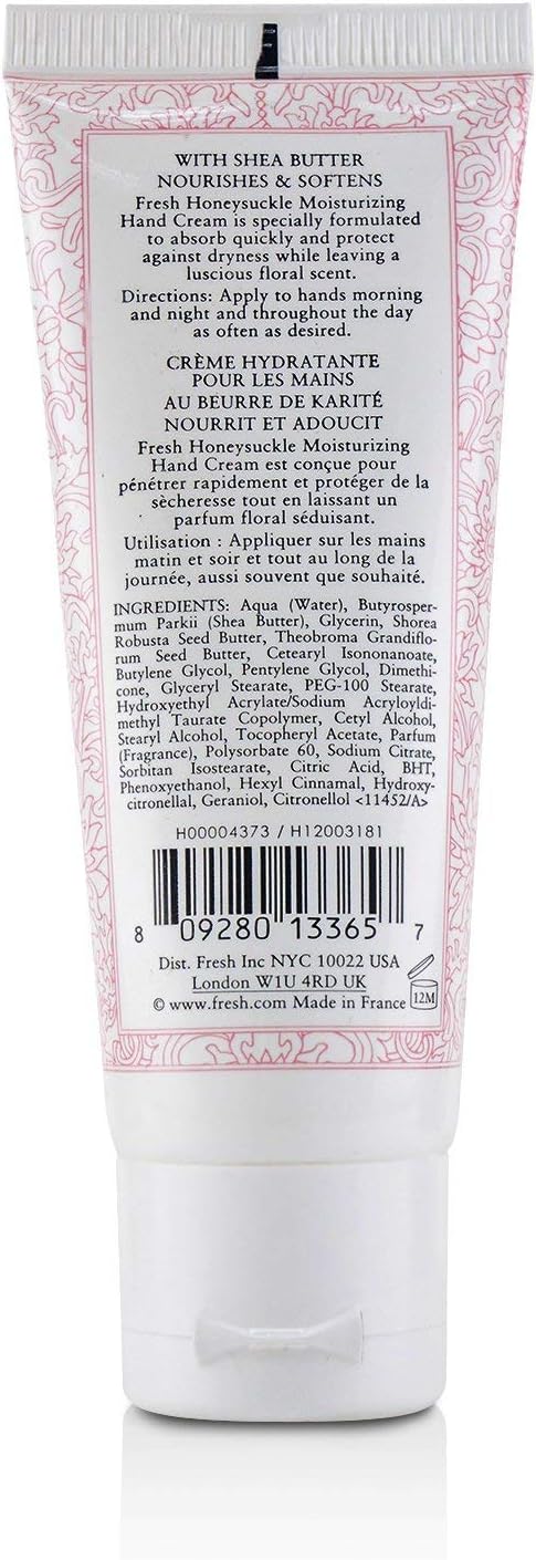 Fresh Honeysuckle Hand Cream 30ml floral tube packaging detail view