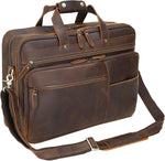 Polare Original full grain leather briefcase front view showing premium brown Italian leather texture.