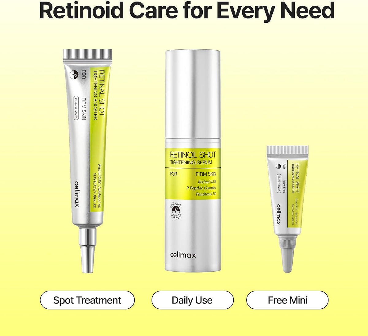 Close up of the Celimax Retinal Shot Booster applicator tip highlighting precision delivery for fine lines and wrinkles.